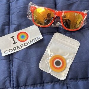 Corepower yoga bundle-sunglasses, sticker, pop socket